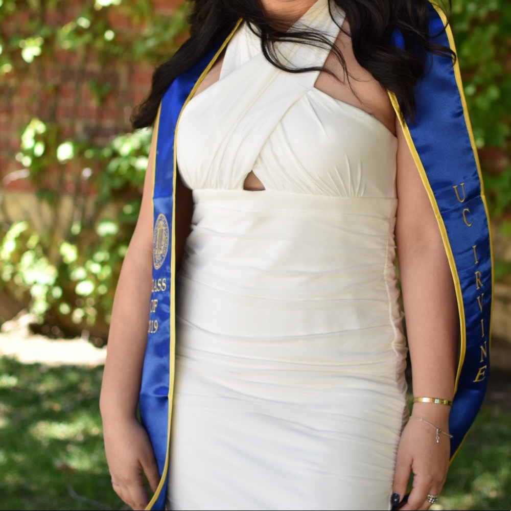 White Bardot Dress keyhole high neck dress